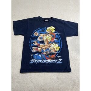 Vintage 2002 Dragon Ball Z Gohan Goten‎ Goku Family T-shirt Size Small Blue DBZ